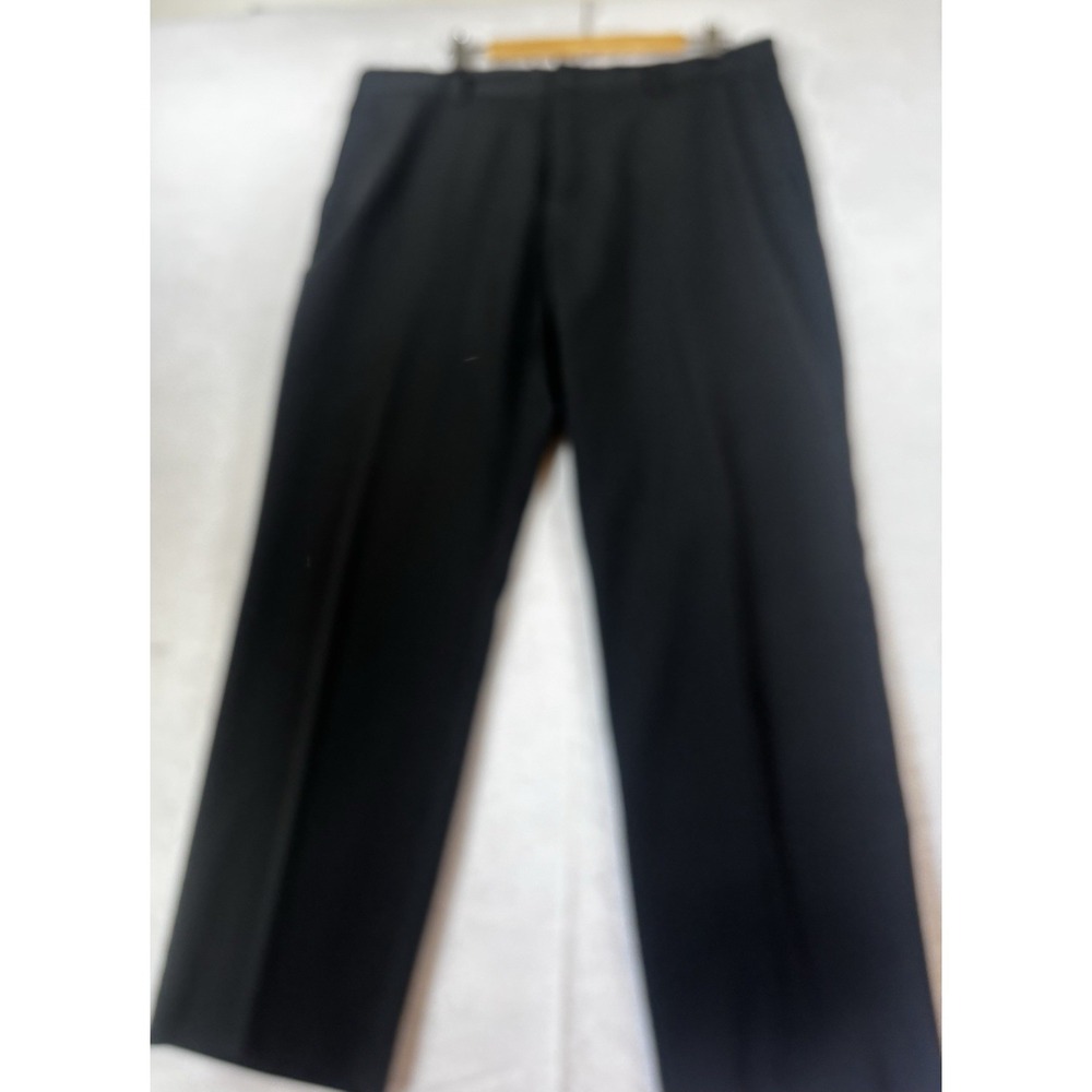 Kenneth Cole Reaction Dress Pants Mens 38x30 Black Straight Leg Slacks Flat Frnt
